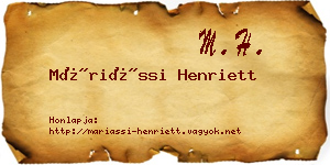 Máriássi Henriett névjegykártya